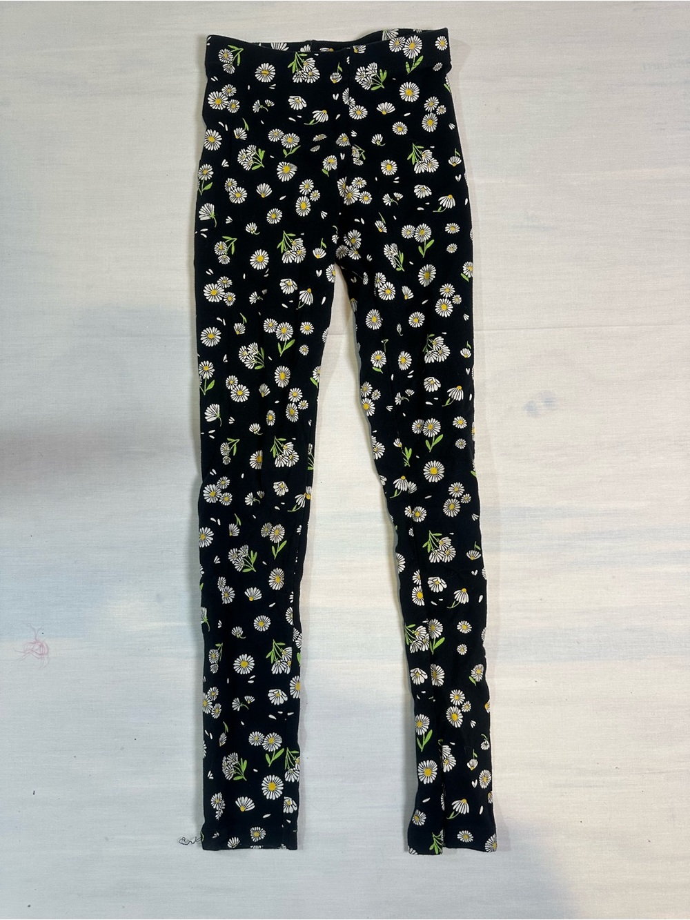 Cat & Jack Black Floral Daisy Print Leggings